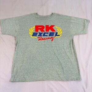 Fruit of the Loom Mens XL‎ Gray RK Excel Racing Graphic T Shirt Vintage 90s